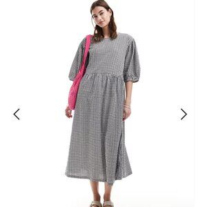 Monki Black and White Gingham Dress | Size Medium